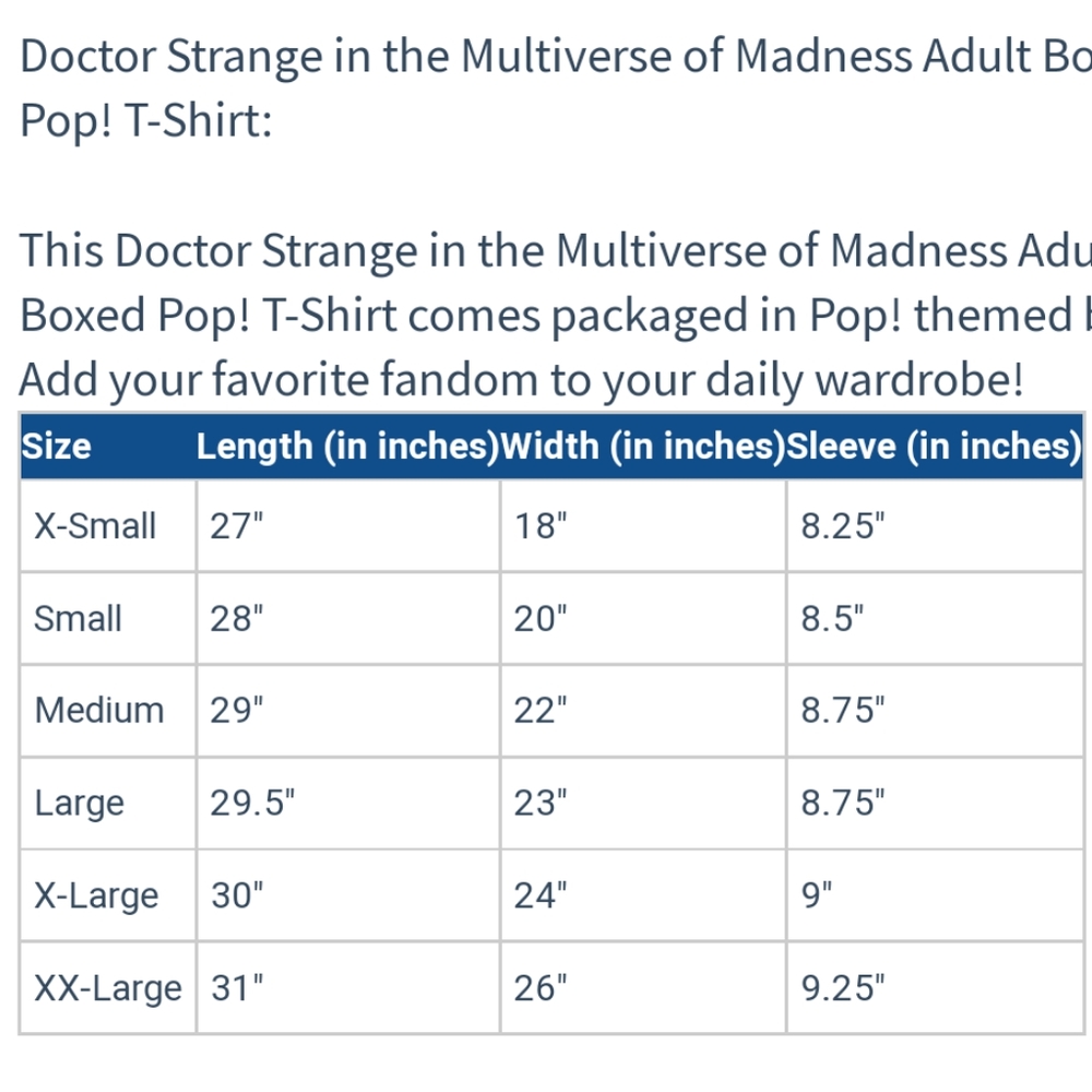 Doctor Strange in the Multiverse of Madness Adult Boxed Pop! T-Shirt XL - Picture 2 of 16